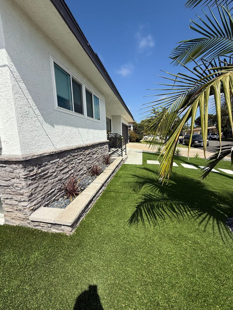 Front Yard Remodel with Artificial Turf and Pavers in Clairemont, CA (1)