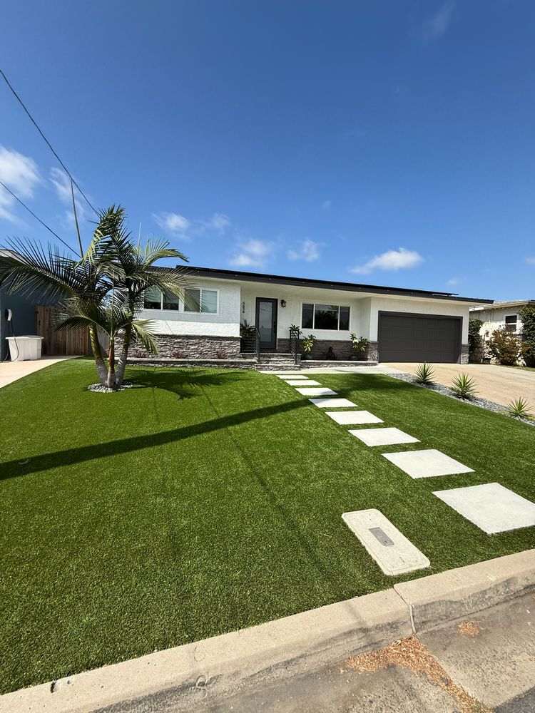 Front Yard Remodel with Artificial Turf and Pavers in Clairemont, CA (2)