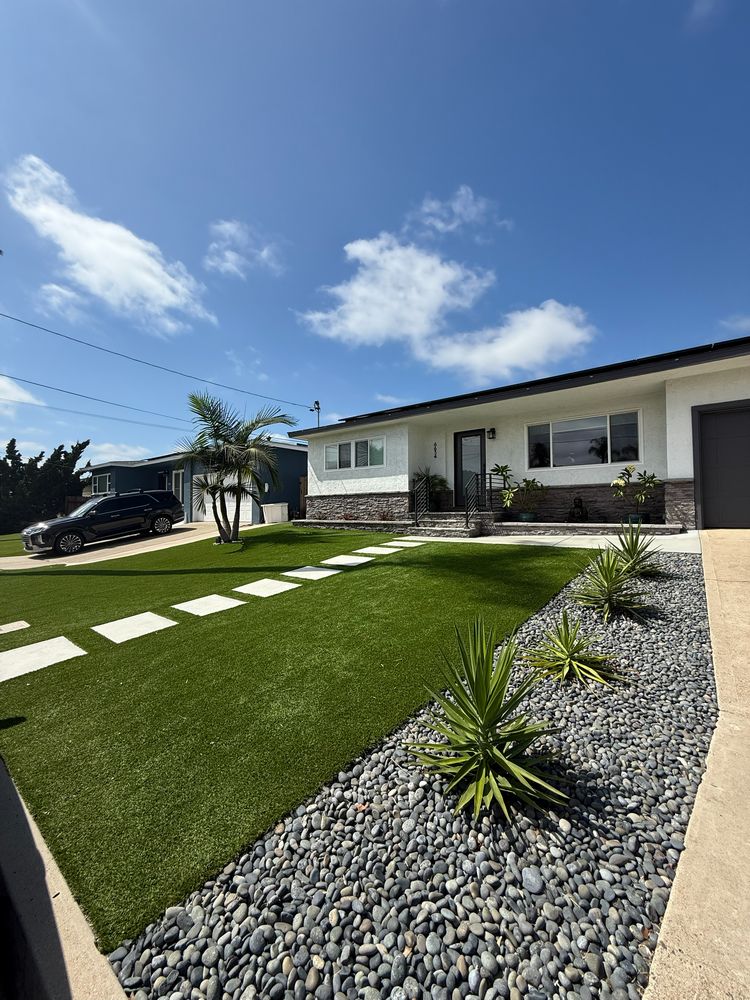 Front Yard Remodel with Artificial Turf and Pavers in Clairemont, CA (7)